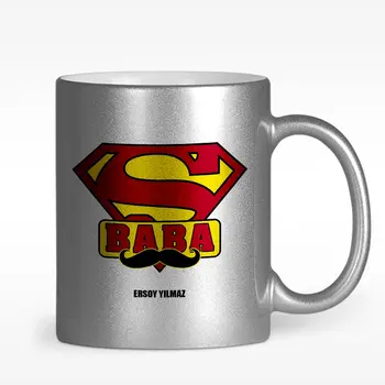 

Personalized Super Dad Design Silver-Gilt Mug Cup-5