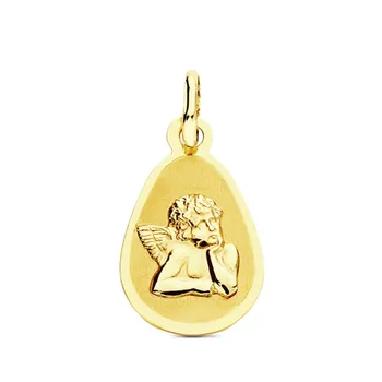 

Pendant 9k gold teardrop little Angel 17mm. [AB3213]