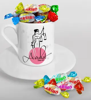 

Personalized Attorney Turkish coffee Cup and Haribo Candy Gift Seti-11