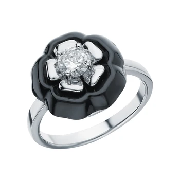 

Silver ring with ceramics and cubic zirconia sunlight sample 925