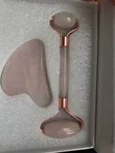 Gua Sha-Rodillo de Jade de cuarzo rosa Natural, masajeador corporal Facial, conjunto de piedra de Jade, herramienta de masaje de belleza para estiramiento Facial