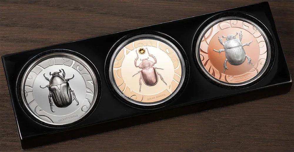 Скарабей выбор III набор 3x1 Oz серебряные монеты 5$ Острова Кука