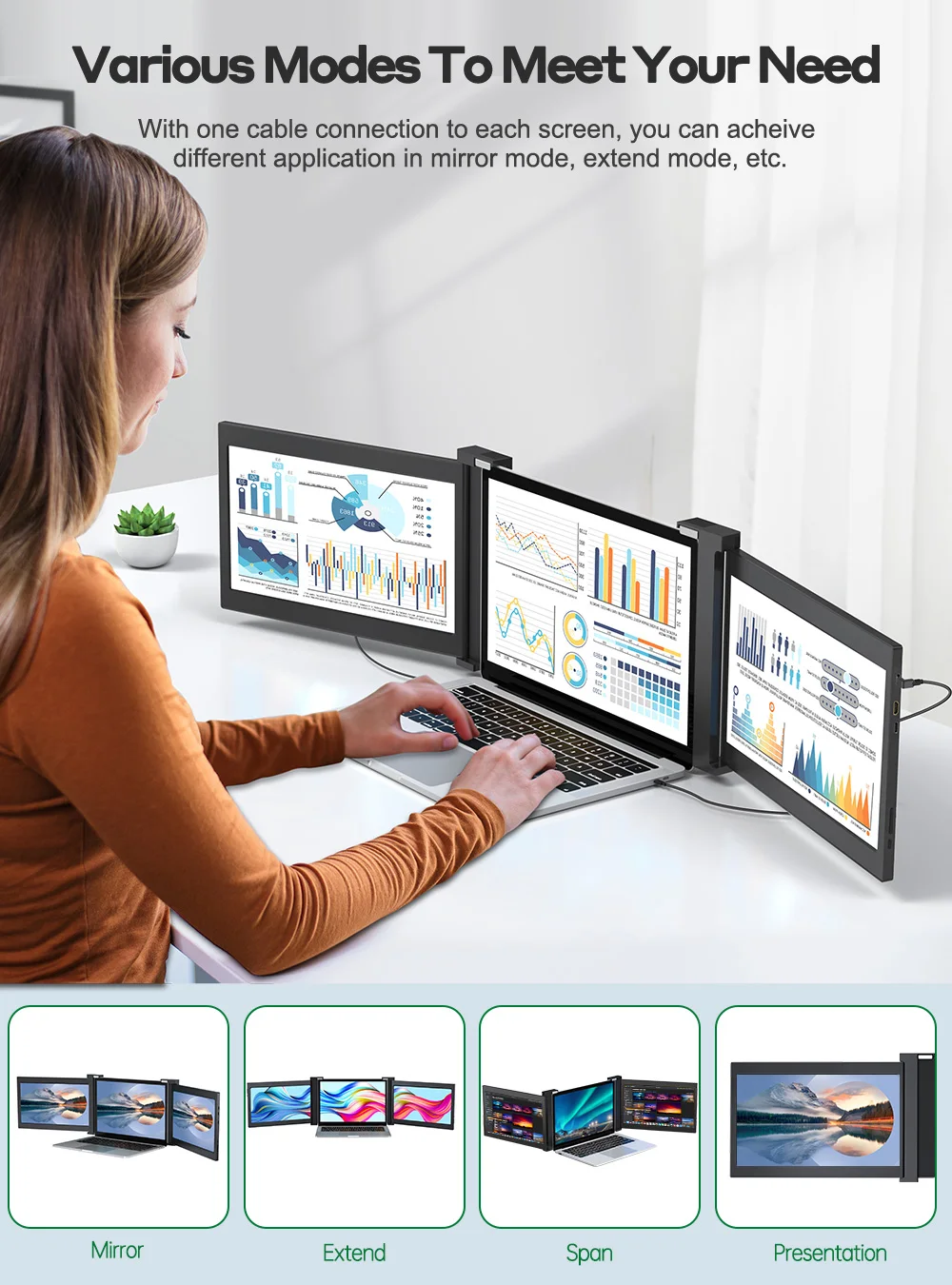 UPERFECT   Ʈ ȭ Ȯ HDMI/Type-C ÷  ÷ ӿ Ʈ  13.3 &-16& Windows Chrome Mac