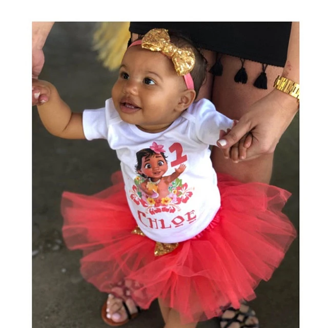 Roupinha Mesversario Moana Baby Com Saia Tutu E Laço