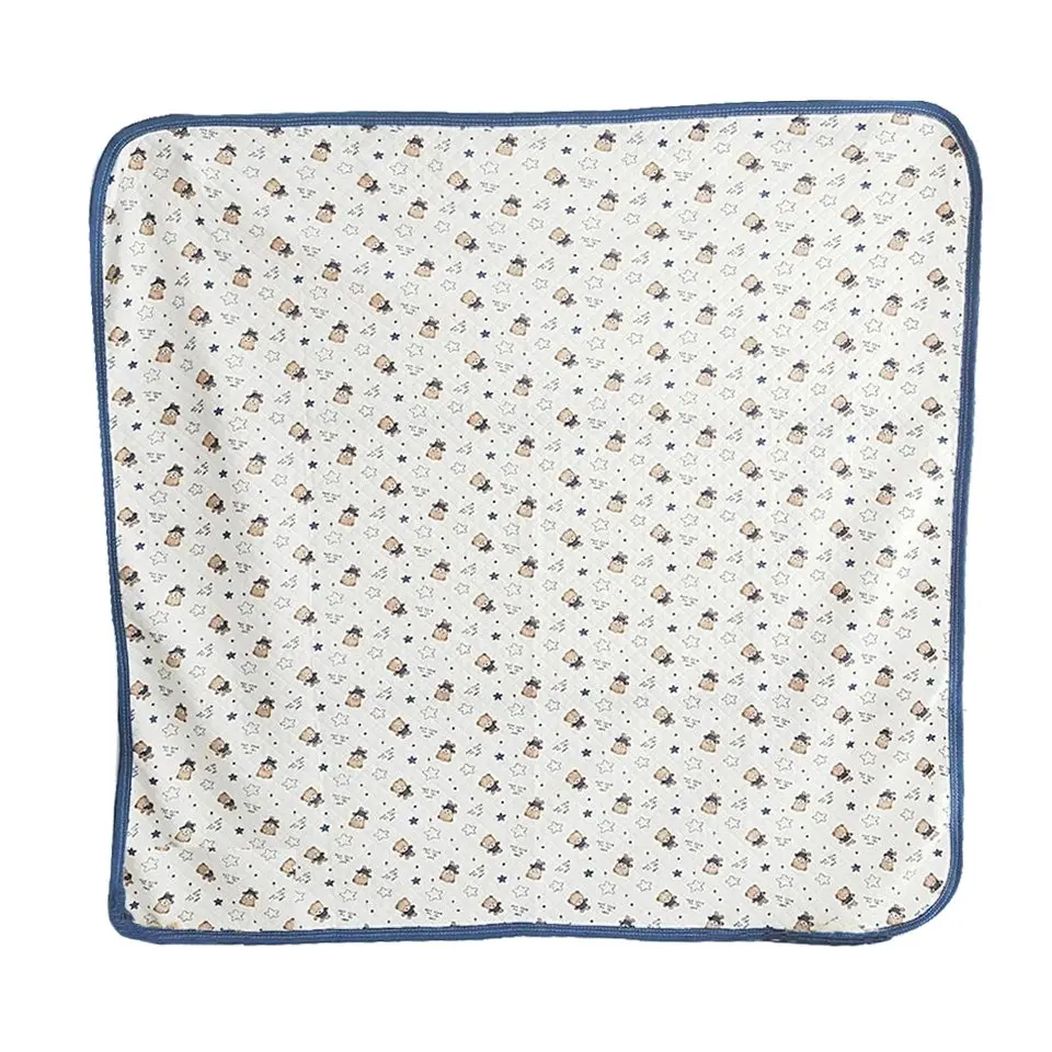 

Teddy bear Pattern Single Layer Combed Cream Navy Blue Baby Blanket
