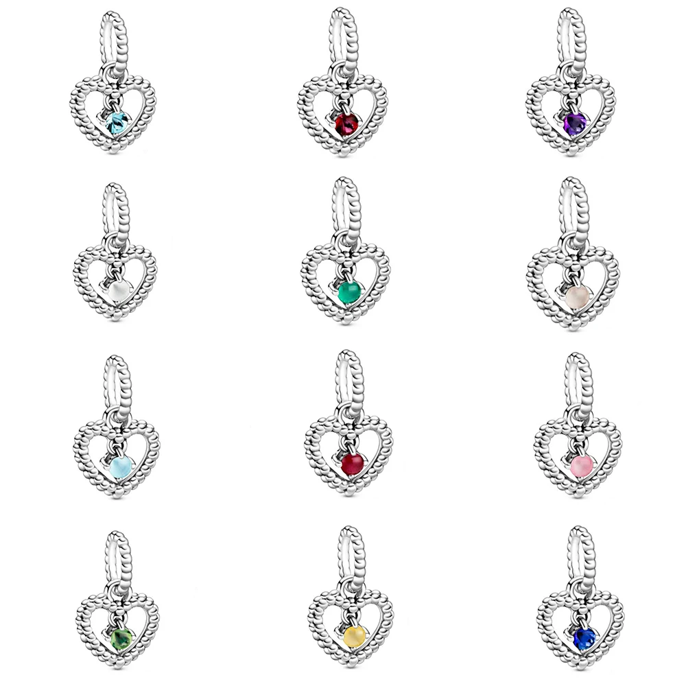 

2020 New 925 Sterling Silver Essence ME Collection Heart-shaped Birthstone Pendant Birthday Gift Valentine Jewelry Charm
