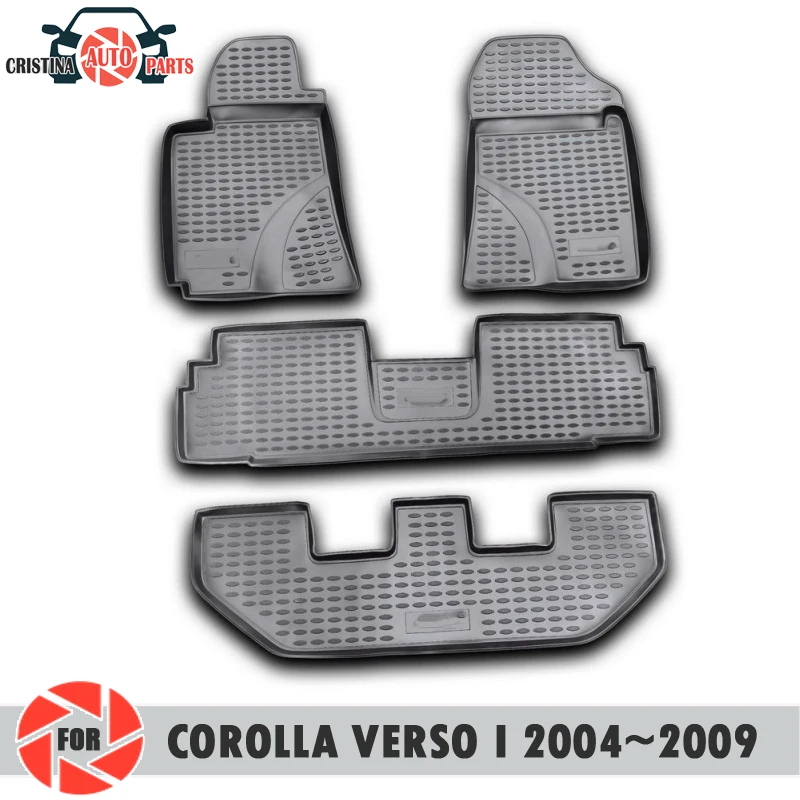 Коврики напольные для Toyota Corolla Verso I 2004 ~ 2009 Нескользящие полиуретановые защита от
