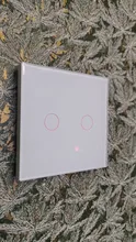 UBARO-Interruptor táctil con Panel de cristal blanco, pulsador estándar europeo de luz Ac230v, 1 Banda, Control único, lámpara de pared