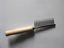 Accesorios de peluquería de mascotas peine de pelo de perro con mango de madera, masaje de mascotas de acero inoxidable, peine recortador de pelo, cepillo de limpieza fácil