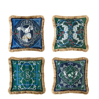 

Tufted Decorative Throw Pillow Cover Couch Sofa Boho Tribal Pillow Cases with Tassel Square Cushion Cover Vintage Pigeon Print