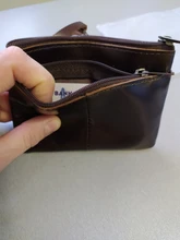 Mini Cartera de piel auténtica con cremallera para hombre y mujer, monedero pequeño y delgado de estilo Vintage