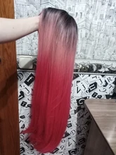 LOUIS FERRE negro Rosa rojo pelucas Cosplay largo recto Ombre peluca sintética con flequillo negro las mujeres Afro resistente al calor de fibra