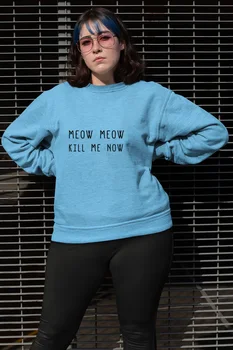 

Angemiel Wear Meow Kill Me Now Blue Women Sweatshirts