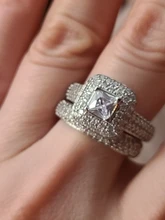 Moonso de moda de lujo de Plata de Ley 925 anillo de boda conjunto de banda de las mujeres y las niñas Ladys amor par pareja de R3400