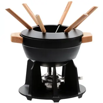 

Le Creuset Set full-glossy black fondue pots