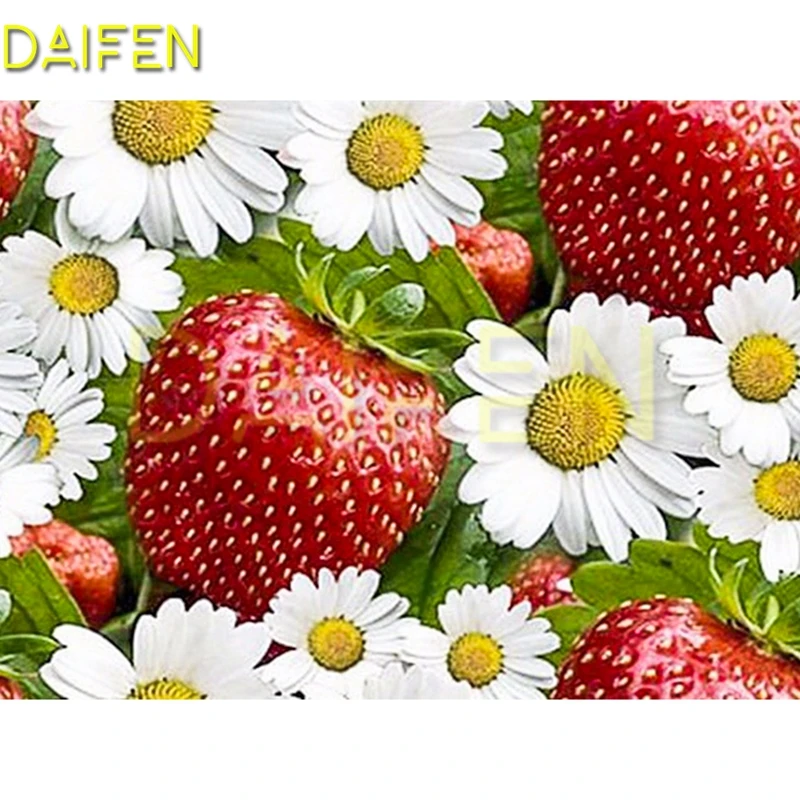 Полностью квадратная Алмазная мозаика Клубника Фрукты цветок полная круглая