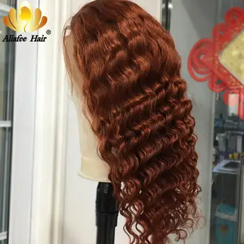 

Aliafee Ginger Orange Ombre Color Deep Wave Wig Peruvian Remy Hair 13x4 Human Hair Wigs 150% PrePlucked With Baby Hair For Women