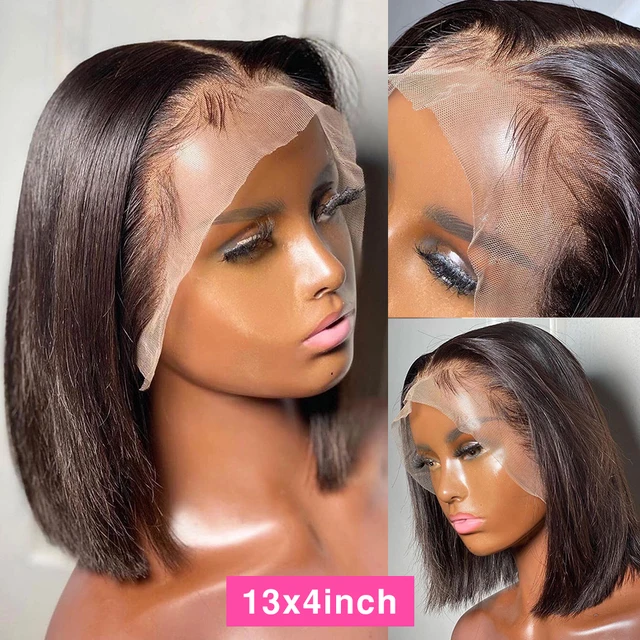 Bone Straight Short Bob 13x4 13x6  Lace Front Human Hair Wig Pre Plucked Brazilian Frontal 4x4 Closure Wigs For Black Women 3