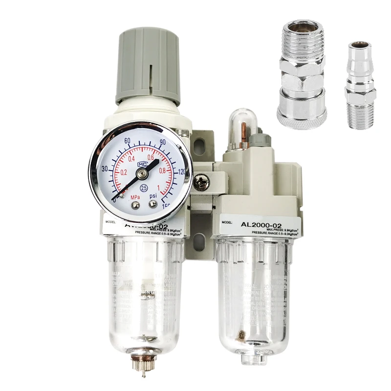Bomba de ar Compressor Filtro de Óleo Regulador Armadilha Separador de Água Pneumático Pressão Manual Drenagem Abastecimento Ac201002