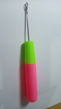 Agujas de ganchillo para cabello trenzado Jumbo y trenzas de ganchillo, 1 unidad, 15Cm, Color rosa y limón, de plástico para tejer