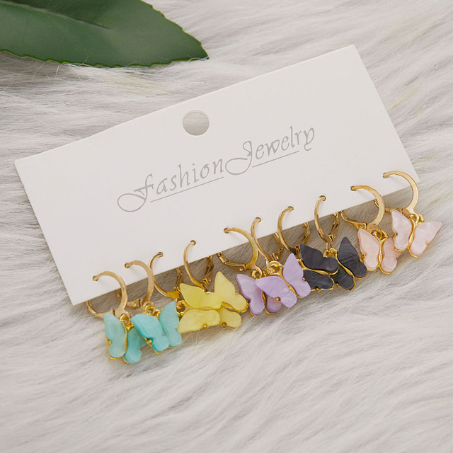 Simple Crystal Stud Earring Set For Women Butterfly Flowers Pearl Zircon Earrings Girl Party Wedding Engagement Jewelry