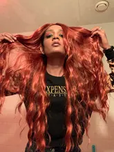 Peluca larga rizada de moda para mujeres negras, resistente al calor medio pelo negro, peluca sintética de fibra para Cosplay