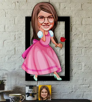 

Personalized Female Child Princess Caricature OF 3D Wood Tablo-2 Quality Cost Effective Gift Design Decoration Wall picture