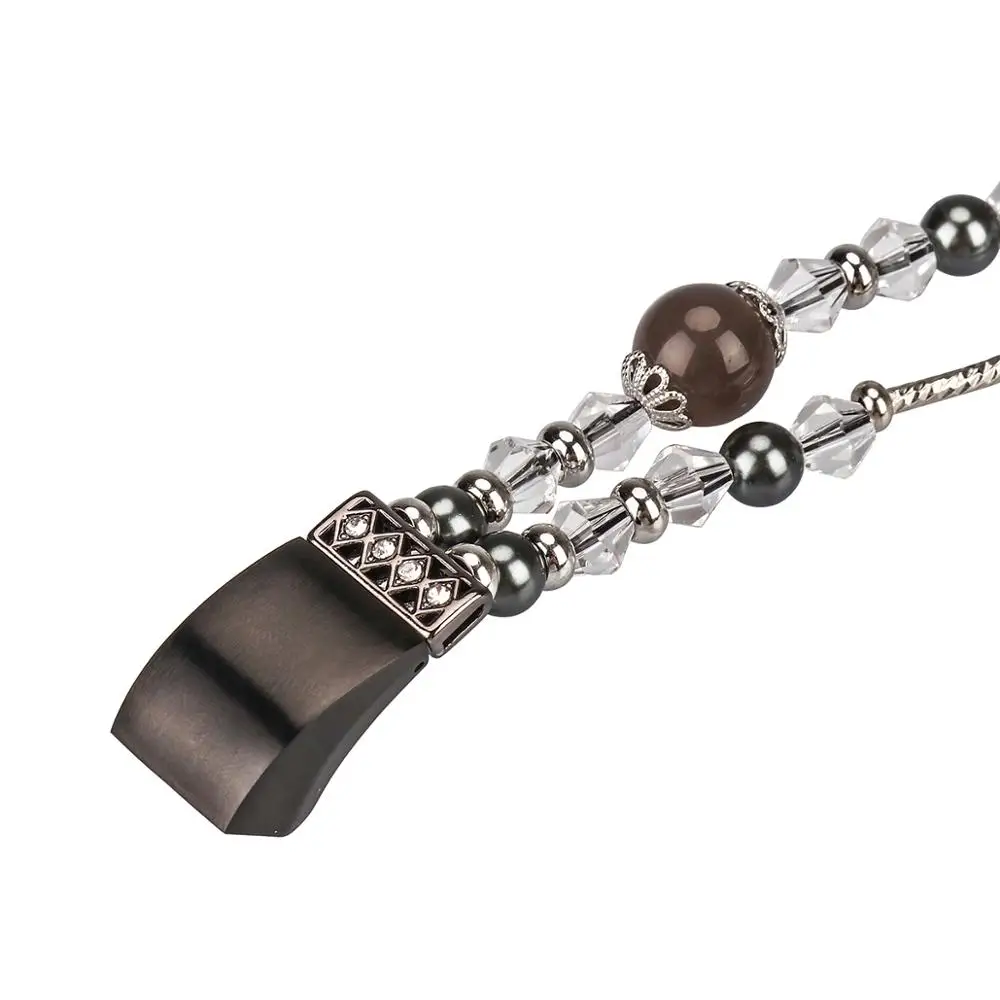 

Pink White Grey Agate Beads fitbit alta hr Smart Watch Strap Crystal Jewelry + Stainless Steel Handmade