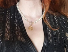 17KM-gargantilla Vintage multicapa con forma de moneda para mujer, collar, cadena gruesa, Color dorado y plateado, retrato de moda, joyería