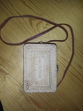 Gusure-Bolso de mimbre tejido para mujer, bandoleras cruzadas hechas a mano de verano para la playa, pequeñas, de hombro redondo de paja