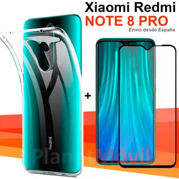 

Compatible with Xiaomi Redmi Note 8 Pro 6,53 "inch transparent case + glass screen Protector mirror full 3d full glue