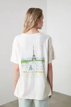 

Trendyol Printed Boyfriend Knitted T-Shirt TWOSS20TS0504