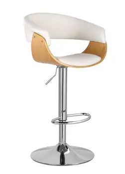 

Stool MUNICH, rotatable, Chrome, Wood Maple, similpiel White