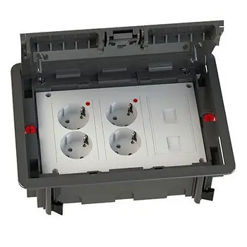 

Kit puesto trabajo suelo empotrar 4 schukos y 2 RJ45 v2 Blanco