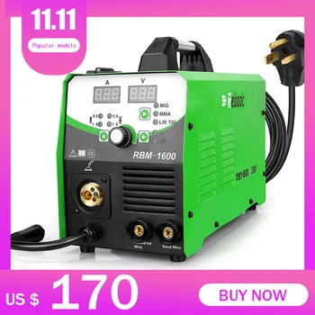 Online REBOOT MIG Welder MIG160 AC220V 1KG/5KG Gas/Gasless MIG/Stick/Lift TIG Welder 4 In 1 Flux Core MIG Inverter Welding Machine