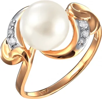 

Примаэксклюзив ring with pearls and cubic zirconia in red gold