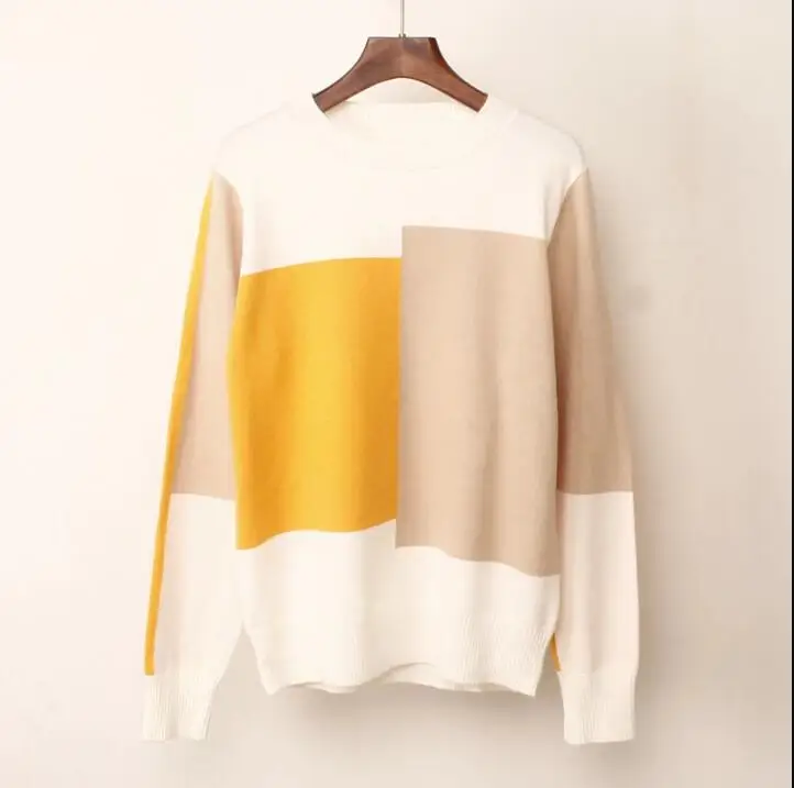 Nouveau multicolore automne hiver femmes pull col rond tricotte pull-Up drescontrate chaud Femme pull - Цвет: Многоцветный