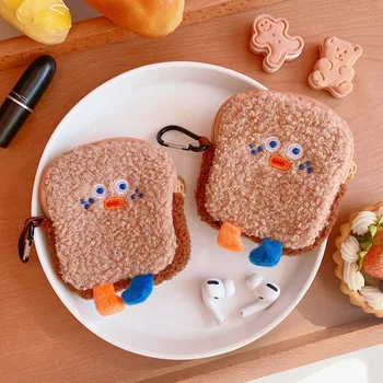 

Milkjoy Kawaii Coin Purse Mini Earphone Holder Bread Cartoon Cute Data Cable Charging Storage Bag Headset Coin Student Change