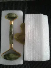 Gua Sha-Rodillo de Jade Natural, masajeador de cara delgada, herramientas de elevación, piedra verde, antiedad, arrugas, belleza de la piel, conjunto de cuidado