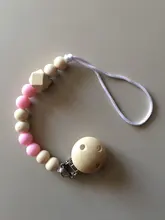 Chupete de bebé Clip cadena cuentas de madera Dummy Clip Chupetas chupete mordedor Clip Correa soporte para pezones cuerda Anti-caída