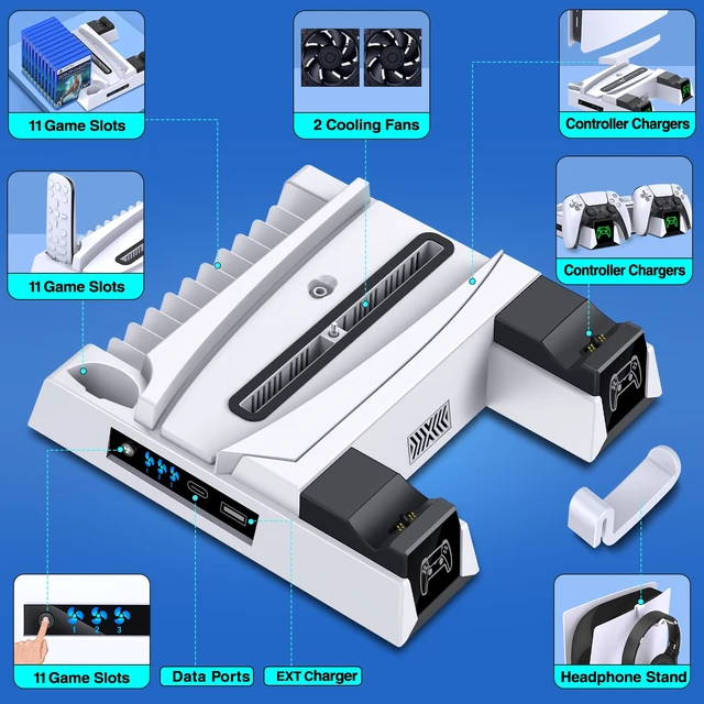 Stand Para Guardar Jogos Fone e Carregar Controle Ps5 Dobe Usb