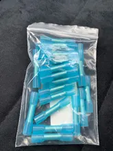 Terminales a tope termorretráctiles, conectores de Cable eléctrico aislados, prensado de 16-14 AWG, color azul, Conector de terminales, 25/50 Uds.