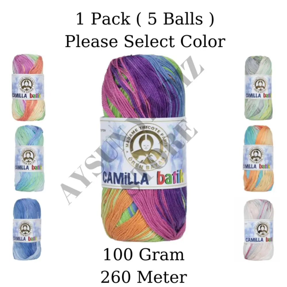 1 Pack ( 5 Balls ) Madame Tricote Oren Bayan Camilla Batik Hand Knitting Yarn Paris %100 Mercerized Cotton Crochet Tool Kit | Дом и сад