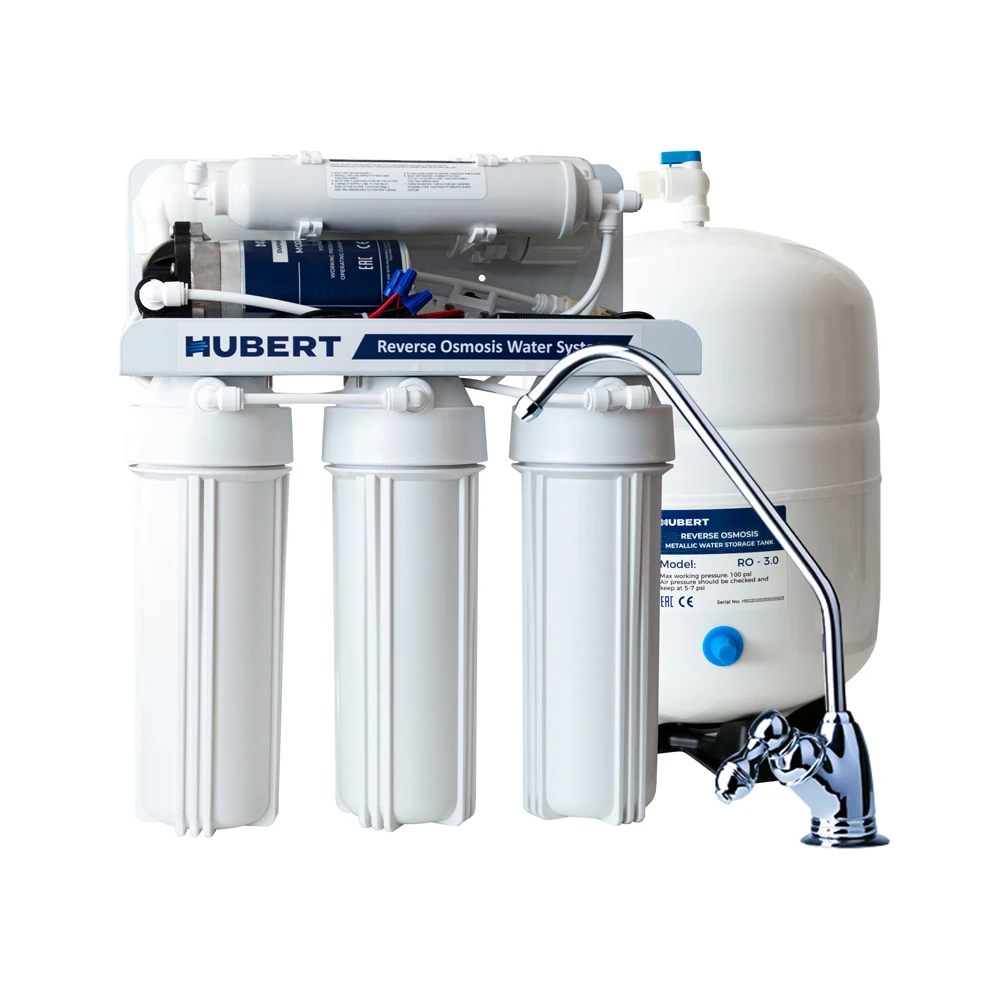Обратный осмос Hubert RO50B-DR с помпой 5 ступенчатый фильтр для воды | Бытовая техника