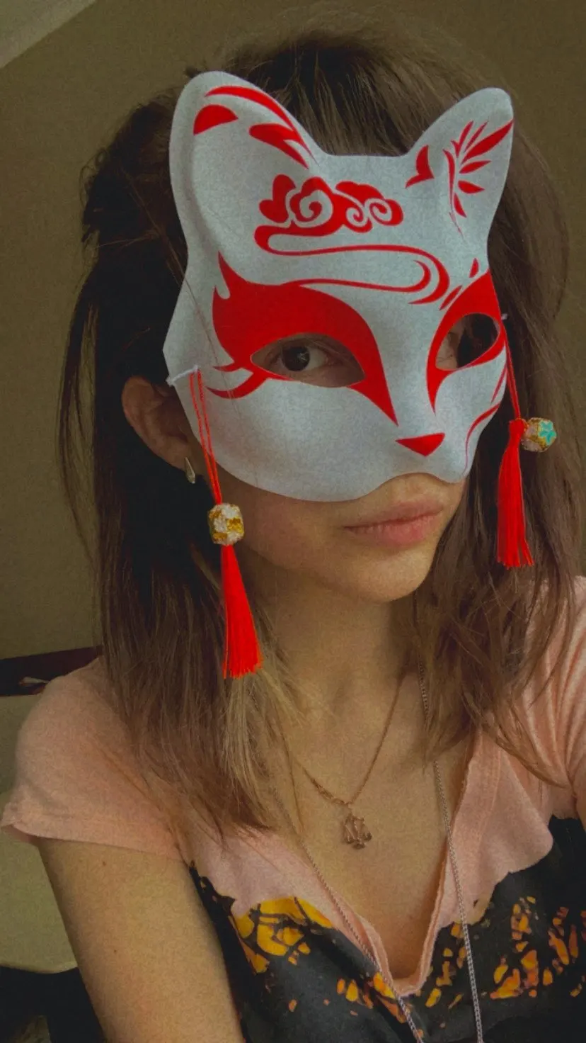LIQUID Anime Demon Slayer Foxes Mask Hand-painted Japanese Mask Half Face  Mask Festival Ball Kabuki Kitsune Masks Cosplay Prop