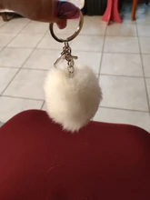 LLavero de piel falsa de 8cm para automóvil, llavero para automóvil con pompón, cadenas de color plateado, pompones, imitación de piel de zorro y conejo, 1 Uds.