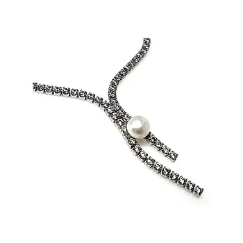 

Choker 925 sterling silver m lisa Rhodium zircons Pearl [AA9772]