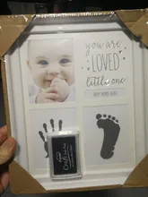 Regalo de cumpleaños para niños y bebés, adorno de huella de pie de mano para recién nacidos, 12 marcos de fotos de meses