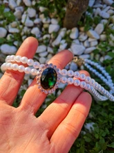 Charm Necklace Pearl Choker Green-Pendant Elegant Double-Layer Romantic