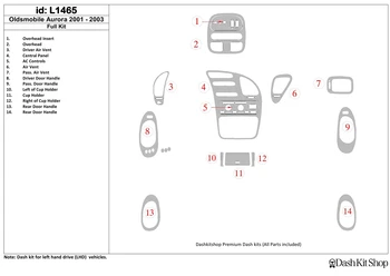 

Interior lining for Oldsmobile Aurora 2001-2003. Set L1465.